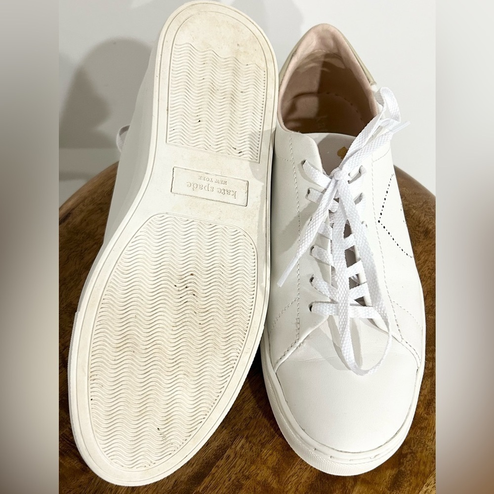 Kate Spade Angelise Leather Sneakers White/Gold Perforated‎ 9 - Picture 4 of 10